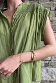 Elsie Pure Cotton Cap Sleeve Blouse Olive